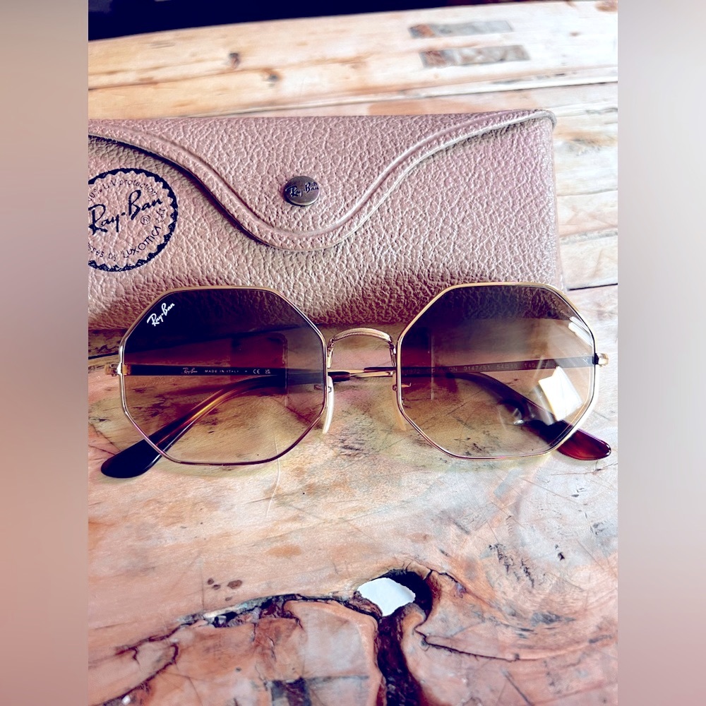 Ray-Ban 1972 Octagon sunglasses in light brown/polished gold